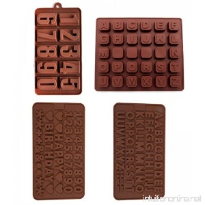 4 Pack nonstick value pack molds of Numbers 123 and Alphabet ABC Silicone baking molds for Candy Chocolate Soap (Ships From USA) - B01N7VPV1U